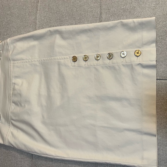 Creamy- White Cotton Skirt with Button Detailing - Picture 2 of 5